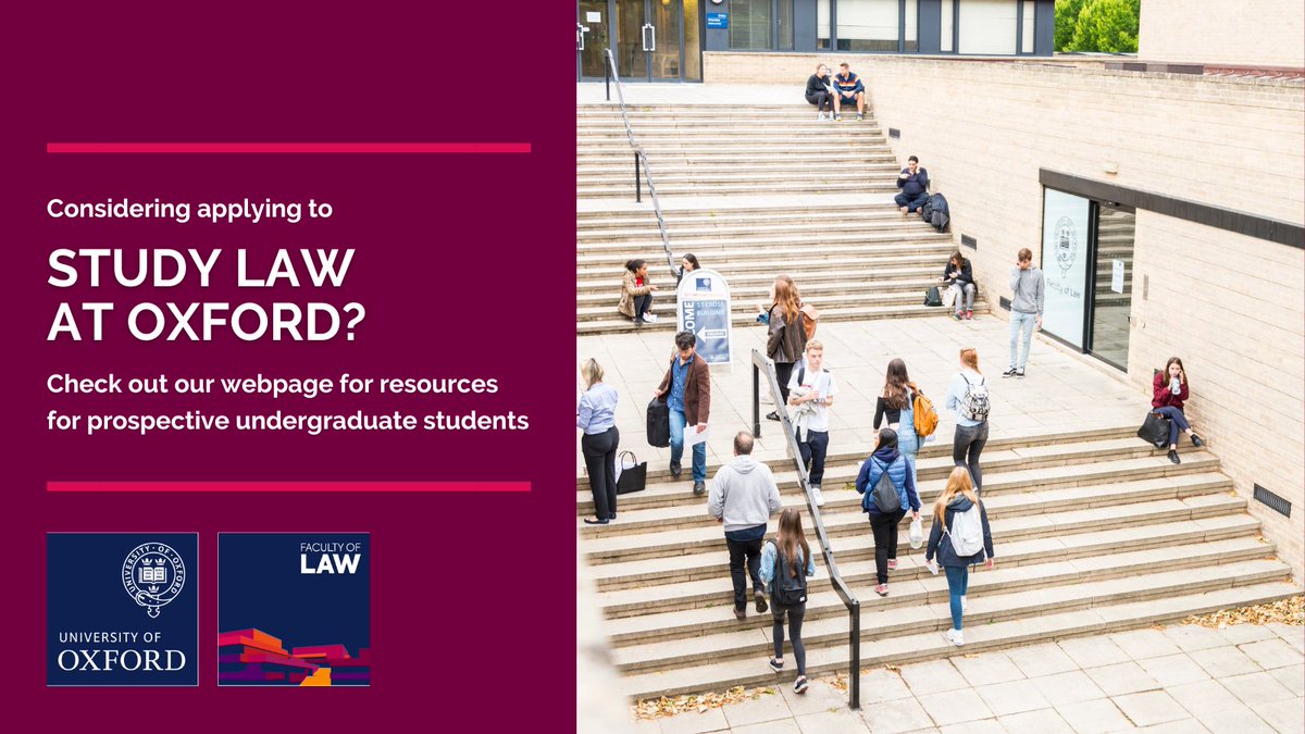 Thinking of applying to study law at Oxford? If you're academically ambitious, like to draw ideas together and critically analyse them, then Oxford Law may be for you! Check out our webpage for resources for prospective undergraduate students! bit.ly/3TkWPCe #OxfordLaw