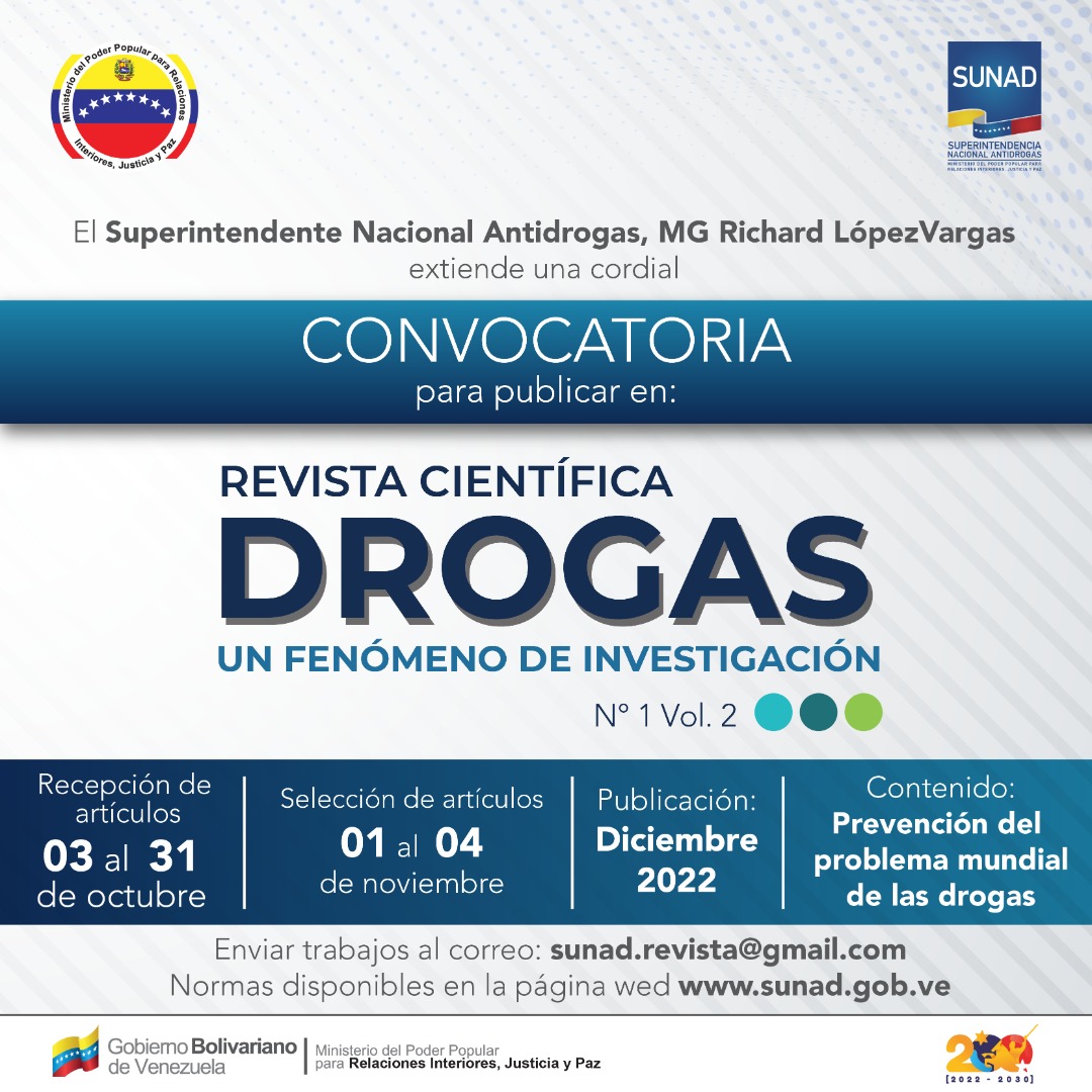 snantidrogas_ve's tweet photo. ¡DEL 03 AL 31 DE OCTUBRE

¿Quieres participar en la Revista Científica "Drogas: Un fenómeno de investigación" No. 1 Vol. 2?

📣 Envía tu artículo con contenido de Prevención del Problema Mundial de las Drogas al siguiente correo:

👉sunad.revista@gmail.com https://t.co/N0Ogmx0p1F