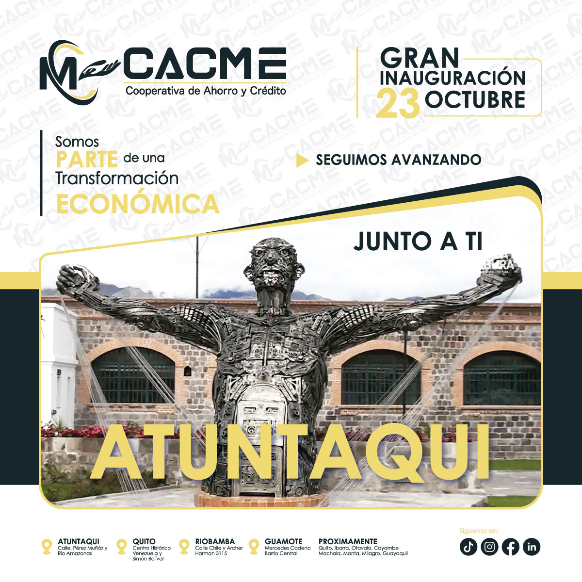 coopCACME's tweet photo. ℙℝ𝕆𝕏𝕀𝕄𝔸𝕄𝔼ℕ𝕋𝔼 Estamos alistando todo, Matriz COOPERATIVA CACME ANTONIO ANTE ( ATUNTAQUI-ECUADOR )
💛🔲 🔷𝐂𝐀𝐂𝐌𝐄 #RENOVADA 𝗖𝗢𝗢𝗣𝗘𝗥𝗔𝗧𝗜𝗩𝗔 𝗠𝗘𝗥𝗖𝗘𝗗𝗘𝗦 𝗖𝗔𝗗𝗘𝗡𝗔 💰sᴏᴍᴏs ᴅᴇ ᴏᴘᴏʀᴛᴜɴɪᴅᴀᴅᴇs ʏ ʟᴀ ᴄʀᴇᴀᴍᴏs ᴊᴜɴᴛᴏs ATUNTAQUI💵 |🇪🇨 https://t.co/ysqL1TB0q7