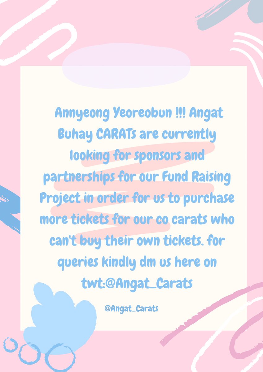 CARATdeuls !! We are currently in search for sponsorships and partnerships for this fund raising project. Please help us reach as much people as we can by liking and rt-ing this tweet. 💎🫶🏻

#AngatBuhayLahatSaCaratland
#NoCaratsLeftBehind