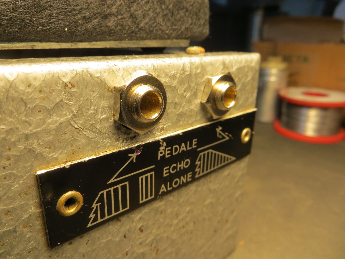 effectrode's tweet photo. New old stock Italian 5mm jack socket connectors fitted to the baby - the originals were missing! #binson #echorec #vintageecho https://t.co/iMSLt9kHlI