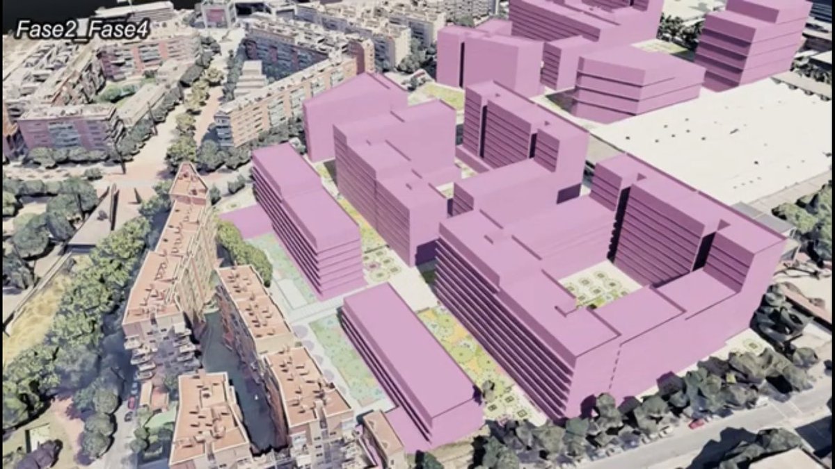 DoctorMoriarty's tweet image. Doncs això és el que definitivament @bcn_ajuntament entén per super-illa verda a la Mercedes-La Maquinista: blocs i blocs de pisos.