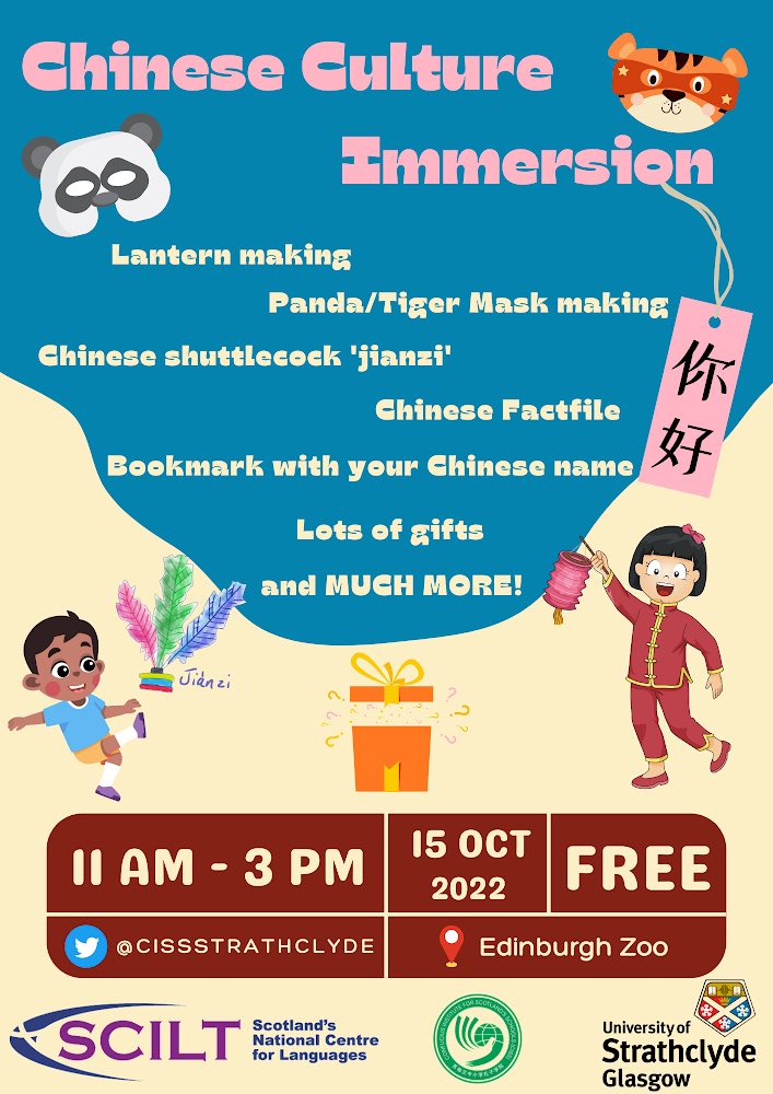Minrong_CISS 🇨🇳🏴 (@zhanglaoshiml) on Twitter photo We are so excited to hold another Chinese Culture Immersion workshop in Edinburgh Zoo tomorrow. Come to the zoo to try out different traditional culture activities! Lots of gifts are awaiting! <a href="/CISSStrathclyde/">Confucius Institute for Scotland’s Schools</a> <a href="/siwei_liu/">Wendy Green</a> We are so excited to hold another Chinese Culture Immersion workshop in Edinburgh Zoo tomorrow. Come to the zoo to try out different traditional culture activities! Lots of gifts are awaiting! <a href="/CISSStrathclyde/">Confucius Institute for Scotland’s Schools</a> <a href="/siwei_liu/">Wendy Green</a>