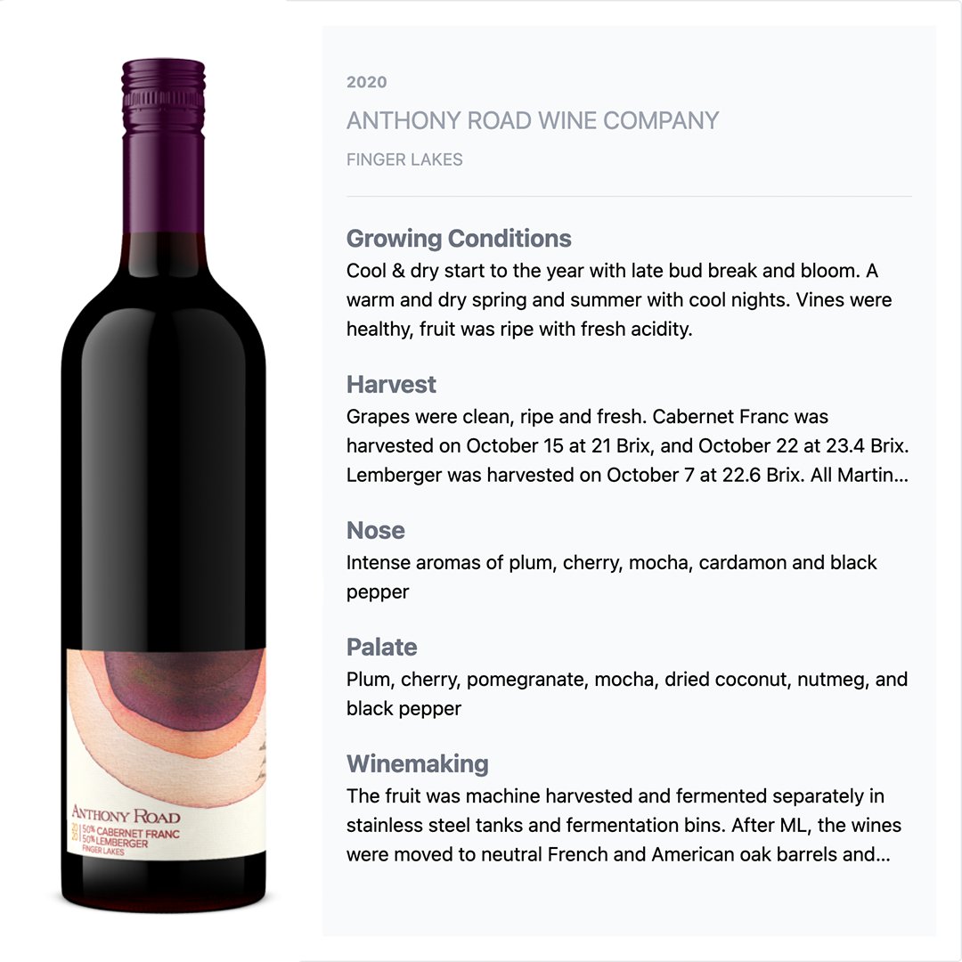 GlobalWineDB's tweet photo. GWDB Pro Anthony Road Wine Company was founded in 1990 by The Martini Family. The joy of growing grapes and producing fine wines still motivates and excites the Martini family…more than a quarter-century after the first vines took root.

#NewYorkWines #FingerLakesWine #NYwine https://t.co/qLASUla4UC