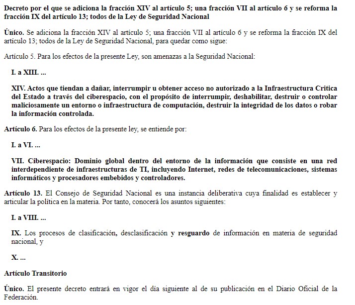 JonathanLpezTor's tweet photo. #Iniciativa en materia de #ciberseguridad e #infraestructurascríticas que adiciona los artículos 5o., 6o. y 13 de la Ley de #Seguridad Nacional, publicada en la Gaceta de la Cámara de Diputados del 11/10/2022: https://t.co/0UPxxe6o6R