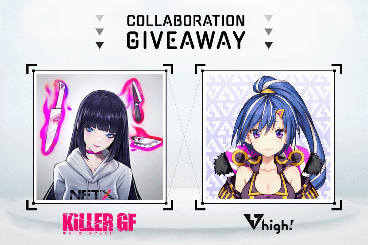 killergfnft's tweet photo. Killer GF x Vhigh! ❤️⚔️

We're excited to share that @VhighOfficial has given us 5 whitelist spots to giveaway! 

To enter: 
⚔️Follow @killergfnft 
And @VhighOfficial 
⚔️Like &amp; RT 
⚔️Tag 3 of your crew 

Winners drawn in 24 hours! 🏆 https://t.co/sL8aG2ABPJ