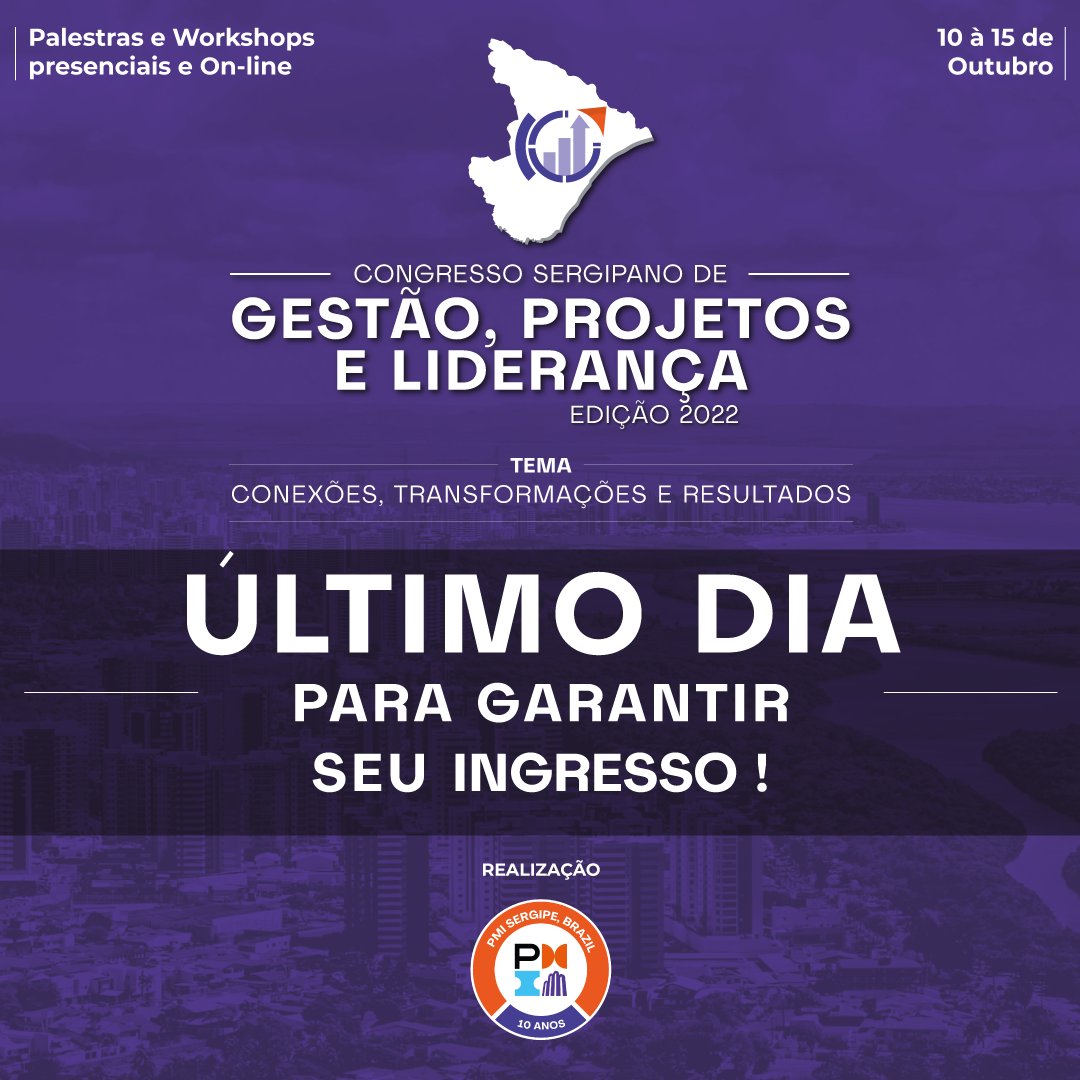 PMISergipe's tweet photo. O Congresso Sergipano de Gestão, Projetos e Liderança - CSGPL 2022 já começou e hoje é o último dia para você garantir 

Inscreva-se no link
https://t.co/sjAlkzwfcP

#CSGPL #congresso #c#PMI #scrum #agile https://t.co/KivR8KKNaM