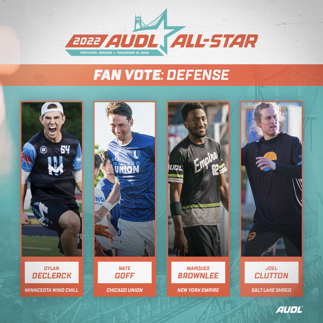 watchUFAtv's tweet photo. Fan voting is now LIVE! 

Choose one from each of the following categories
🌟 Highlight
🌟 Defense
🌟 International
🌟 Rookies

Help select the final four players for the 2022 #AUDLAllStar Game!

🗳️🥏 https://t.co/DMjCna4xdw https://t.co/fVUGSZJY7u