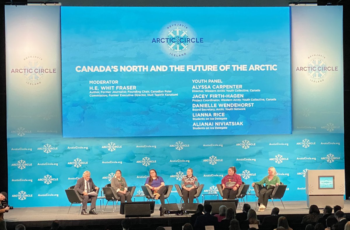icenav57's tweet photo. Whit Fraser moderates an incredible panel of young Canadians @_Arctic_Circle Assembly empowering youth, the future of both anthropogenic and environnemental health. We must address mental health as well as environmental health  #ArcticCircle2022 https://t.co/tsQ9kAfyiw
