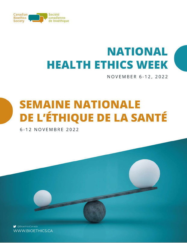 BioethicsCanada's tweet photo. Reminder National Health Ethics Week is November 6-12!
Rappel Semaine Nationale De L'Ethique De La Sante est du 6 au12 Novembre!
#Bioethics #BioethicsCanada #EthicsWeek https://t.co/jXK4JOmWcW
