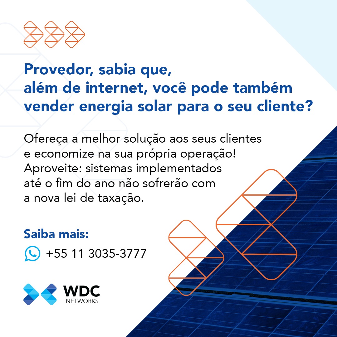 wdcnetworks's tweet photo. Ei, provedor
Impulsione o seu negócio com a nossa parceria e ofereça energia solar para o seu cliente!
Descubra como podemos descomplicar para você. Entre em contato com o nosso time de especialistas através do WhatsApp 11 3035-3777.
.
.
.
#wdcnetworks #LVTC3 #telecom https://t.co/aaPn21nzO8