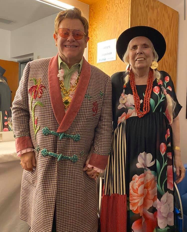 Two peas in a pod. @EltonOfficial with Joni at '@BrandiCarlile sings Joni Mitchell's Blue' on October 14, 2019. Photo courtesy of Elton John.