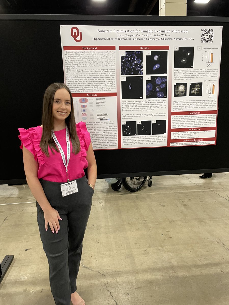 Rylee, undergraduate senior, from Wilhelm Lab @Wilhelm_Lab presented her poster at the #BMES2022 @BMESociety! Congratulations!