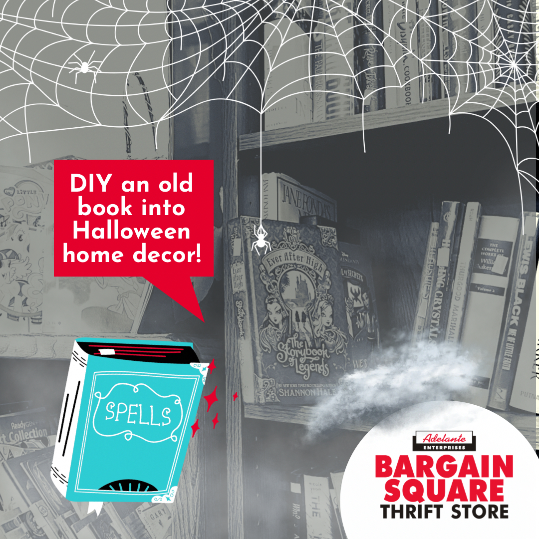 Adelante’s Bargain Square offers free book Friday (from a pre-selected bin of books!). 📚Take advantage and up-cycle your very own #HalloweenDecor #spellbook.

Check out these ideas: bit.ly/3CrV28Q