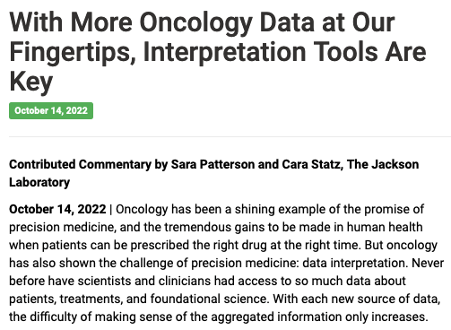 Check out this latest commentary on how to choose the best interpretation tools for your #oncology data! #precisionmedicine #genomics #CancerResearch bio-itworld.com/news/2022/10/1…
