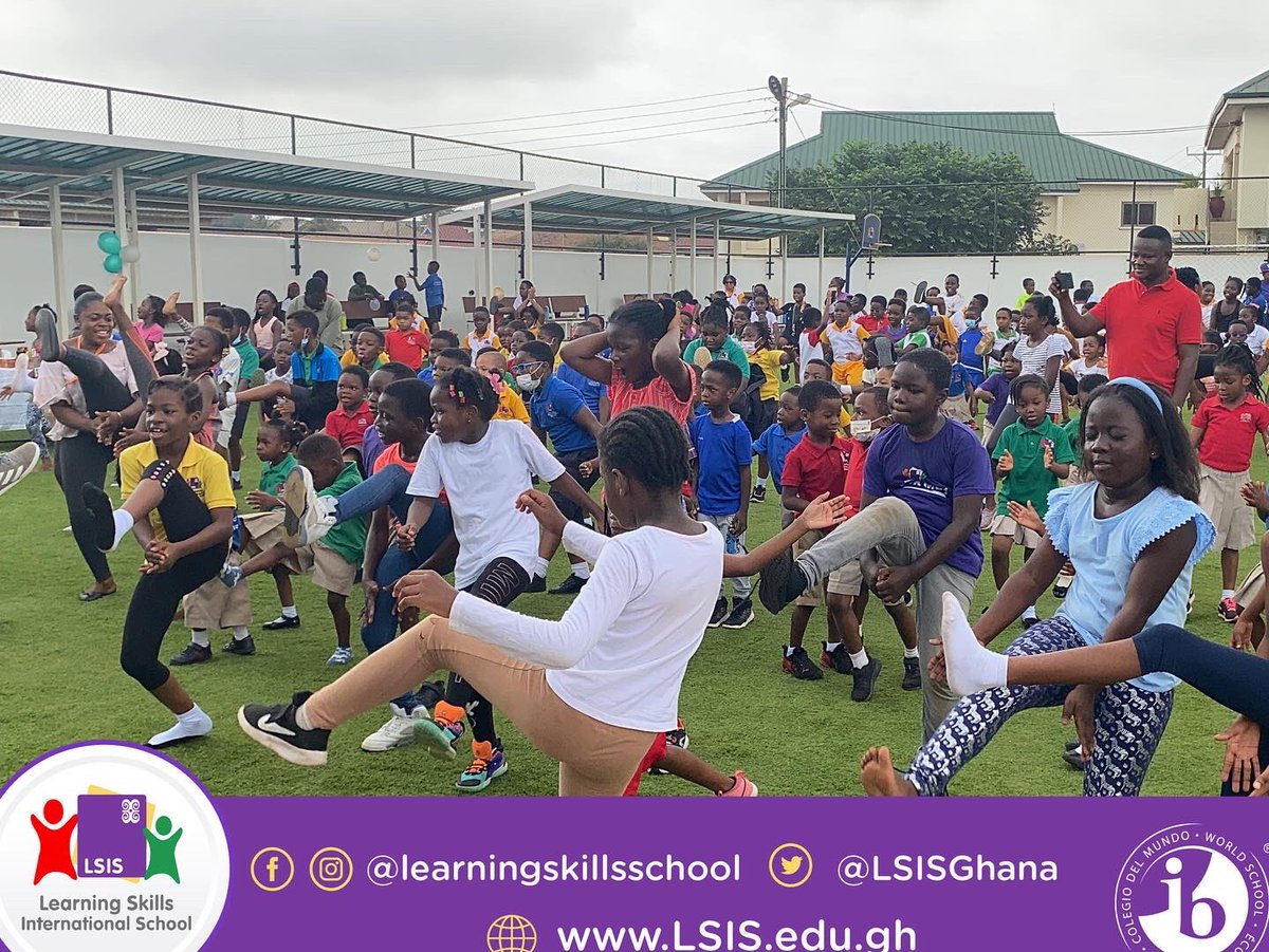 LSISGhana's tweet photo. Today our year 2 learners led the entire community in an aerobic session as part of their summative assessment on healthy living . 

Can you spot our assistant instructor🤭🤭

#aerobics #school #healthylifestyle #exercise #happy #assessment https://t.co/ZXsOJJKze4