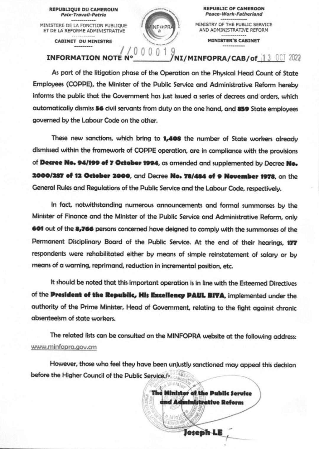 MINFOPRA Officiel On Twitter Litigation Phase Of The Operation Of The