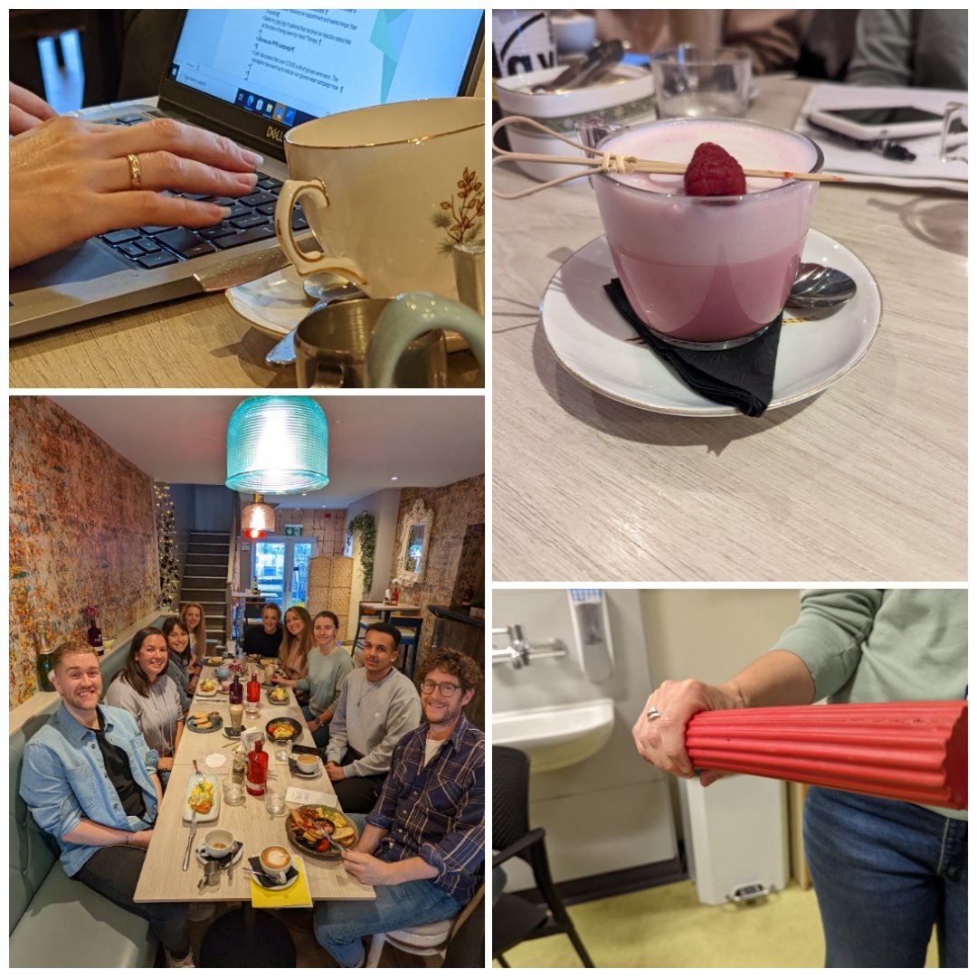 CathMcCoy's tweet photo. Lovely Hand Therapy Team brunch with a packed agenda this morning #ahpday2022 #serviceplanning #teaching #evaluation #coursefeedback @salfordroyalot @srftphysio @sarahballht @miriamiris21 @DavidOTHands ☕👐 https://t.co/qFSl2XV7Jm