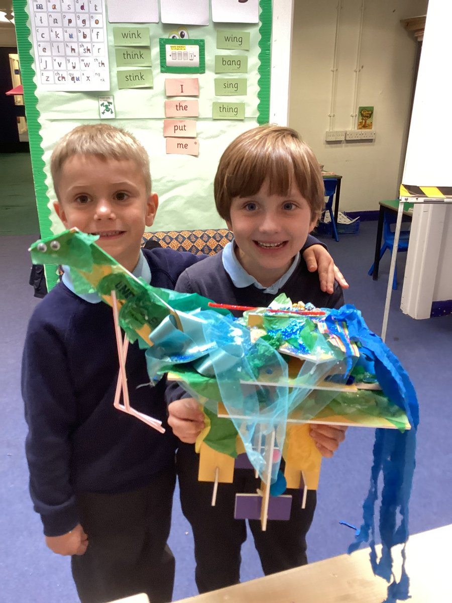MaryEltonPS's tweet photo. Miss Brown had a model to build &amp; needed help! Engineers Fabian &amp; Jackson (Y1) took the challenge &amp; built it in no time! Check out their amazing #SEEMONSTER - decorated into a new monster with the water fall being it’s tail! @unboxed2022 @seemonsteruk #OurSchoolSEEMONSTER https://t.co/4rp5A9UBJn