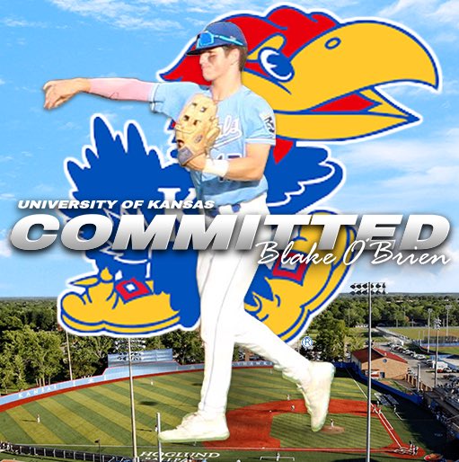 blake_obrien05's tweet photo. I’m exited to announce my commitment to the University of Kansas #rockchalk @KUBaseball @JonCoyne33 https://t.co/pkdus6J1kb