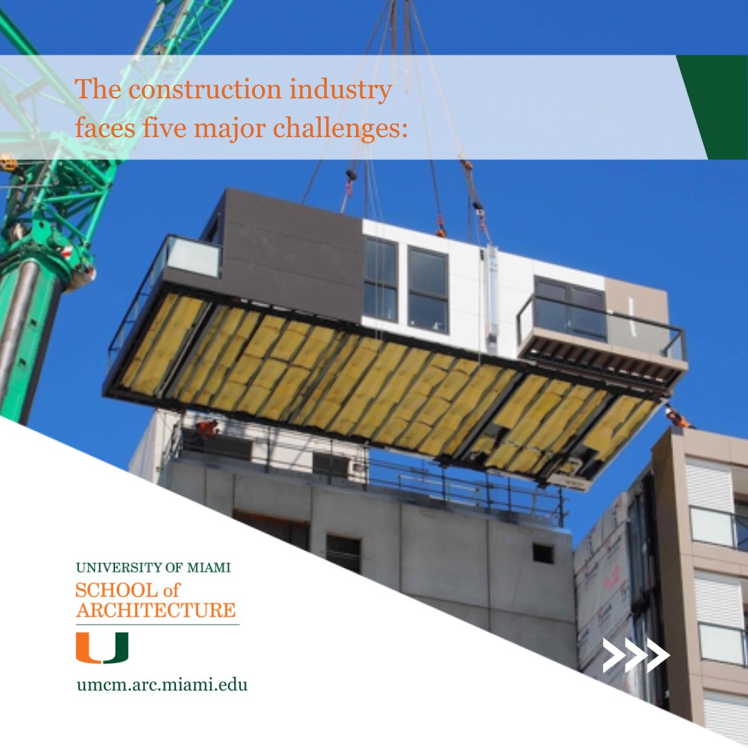 UMiamiMCM's tweet photo. Poor productivity, the rising cost of transport and materials, poor project performance, skilled labor shortages, sustainability &amp; efficiency.

#umiami #construction #constructionindustry #masterofconstructionmanagement #constructionchallenges https://t.co/rFC03hue4O