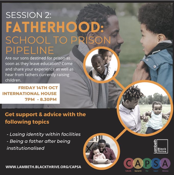 Tonight, all roads lead to #CAPSA's 2nd session entitled #Fatherhood.

If you are a Black Man from Earth this is an event not to be missed. A few tickets are still available on eventbrite eventbrite.co.uk/e/advocacy-amo…

Starts at 7PM