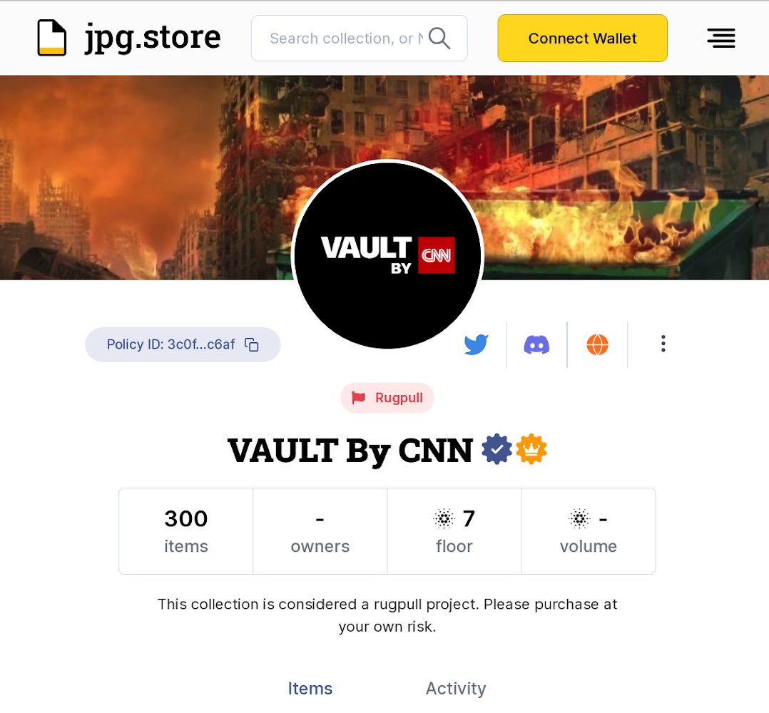 MetaMike3D's tweet photo. Well looks like it’s official 🪦 

#VaultByCNN #CNNVault #Rugpull #Web3 #NFT #NFTs #NFTCommuntiy #NFTlover #CNFT #CNFTs #CNN https://t.co/9rEdtSKVeW