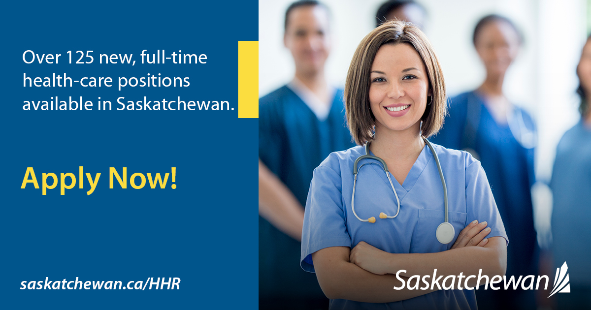 Over 125 new, full-time, frontline health-care positions have been posted. Over 50 existing part-time positions are also being enhanced to full-time and many of those have also been posted. These positions span 49 communities across SK. Apply at HealthCareersInSask.ca.