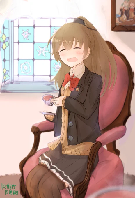 ローズヒップティーでも、ご一緒にいかが?
#熊野進水日
#艦これ 
