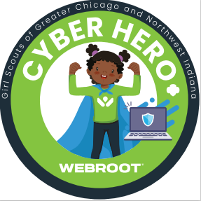 GirlScoutsGCNWI's tweet photo. Calling all Cyber Heroes! A new patch program developed with our newest Mission Partner, @Webroot, will launch October 19.  Girls in grades 2- 5 will learn tips for staying safe online and receive a FREE patch. Watch our website and social media. #Webroot #CyberHero #GirlScouts https://t.co/yB8RDyrFV4