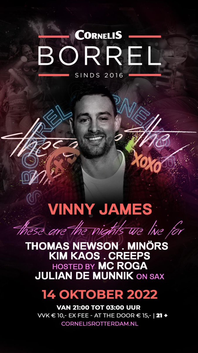 TONIGHT CORNELIS BORREL <a href="/ThomasNewson/">THOMAS NEWSON</a> <a href="/kimkaosofficial/">Kim Kaos</a> @MusicByCreeps  see you tonight #rotterdam #music #cornelisrotterdam #dj