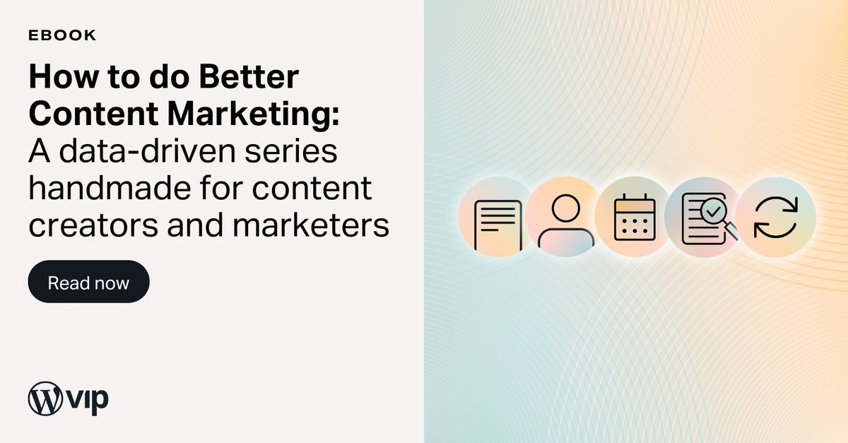 WordPressVIP's tweet image. Turn readers into buyers with our five-part How to Do Better #ContentMarketing series—now in a single PDF download #ContentRules

okt.to/JZwEpN