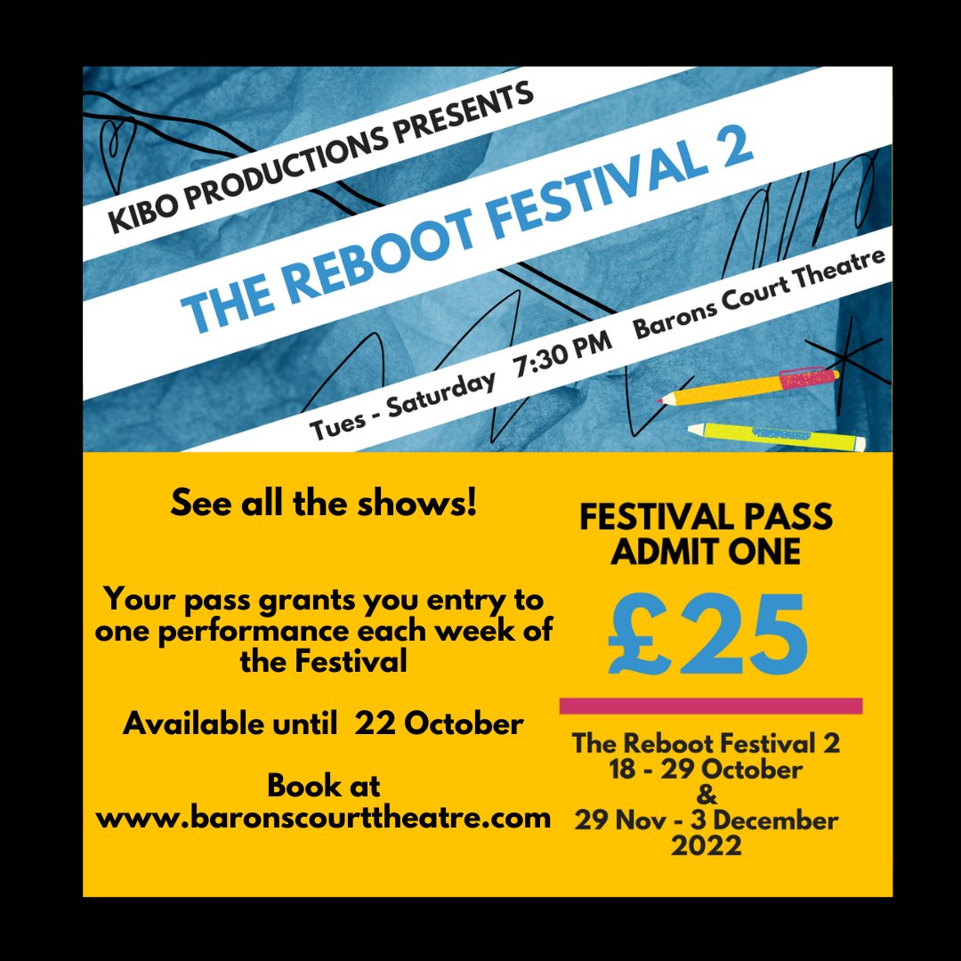 KiboProductions's tweet photo. Rehearsals are heating up for Week 1 of the Reboot Festival opening Tuesday! Can’t decide when to come? Grab a Festival Pass and you won’t have to choose! Book on our website when you select any week 1 performance or email info@baronscourttheatre.com for details. #RebootFest https://t.co/5iTd1Z9fyl