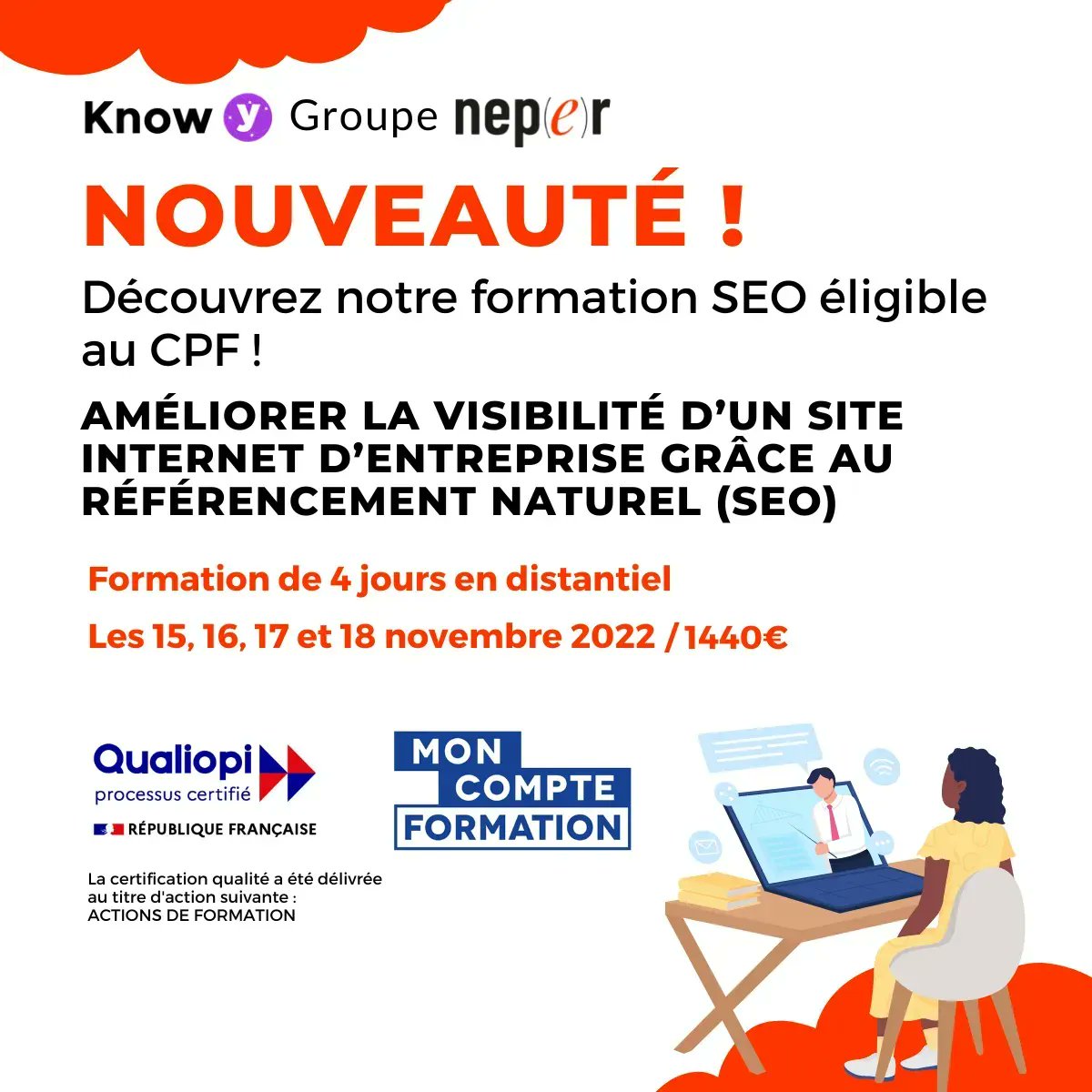 KnowY_fr's tweet photo. #Formation Inter Entreprise #CPF

Besoin de vous former en #SEO ? 

Découvrez notre formation ,éligible au CPF  « Améliorer la visibilité d’un site internet d’entreprise grâce au référencement naturel (SEO)" . 

En savoir plus  : https://t.co/JMNCvhZc1M https://t.co/T211YlHYxV
