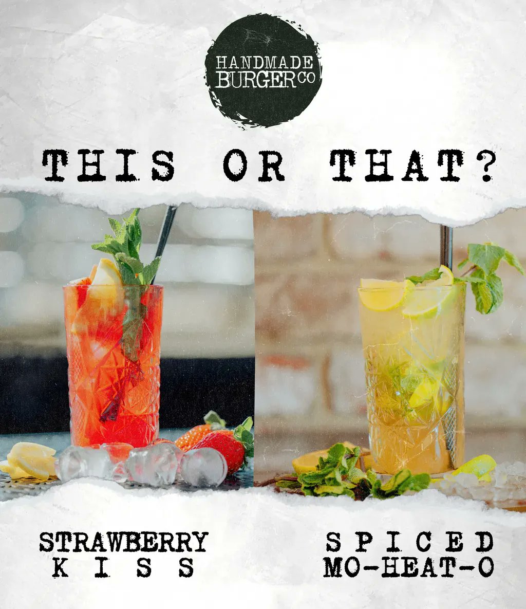 🍸 THIS OR THAT? 🍸

Which one do you fancy?

The Strawberry Kiss 
or 
The Spiced Mo-Heat-O?
