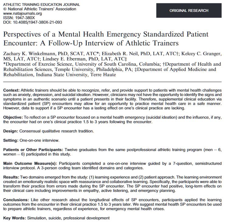 zachwinkelmann's tweet photo. Interested in using simulation in your AT program? 

Check out 2 new publications that my colleagues &amp; I wrote in @ATEJ_NATA! @UofSC_AT @UofSCExSci 

Link: https://t.co/0qYLw9apFJ

Link: https://t.co/IixD2PyW7G https://t.co/5yWKeVV4aQ
