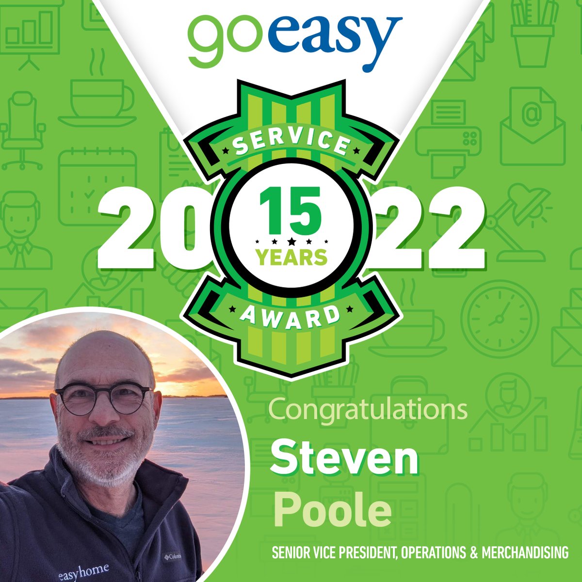 #Congratulations to Steven Pool, who's celebrating 15 years with goeasy, leading the operations of easyhome. #Thankyou for your leadership, passion &amp; dedication to your team in helping to improve the lives of many customers over the years. #wearegoeasy #employeeappreciation