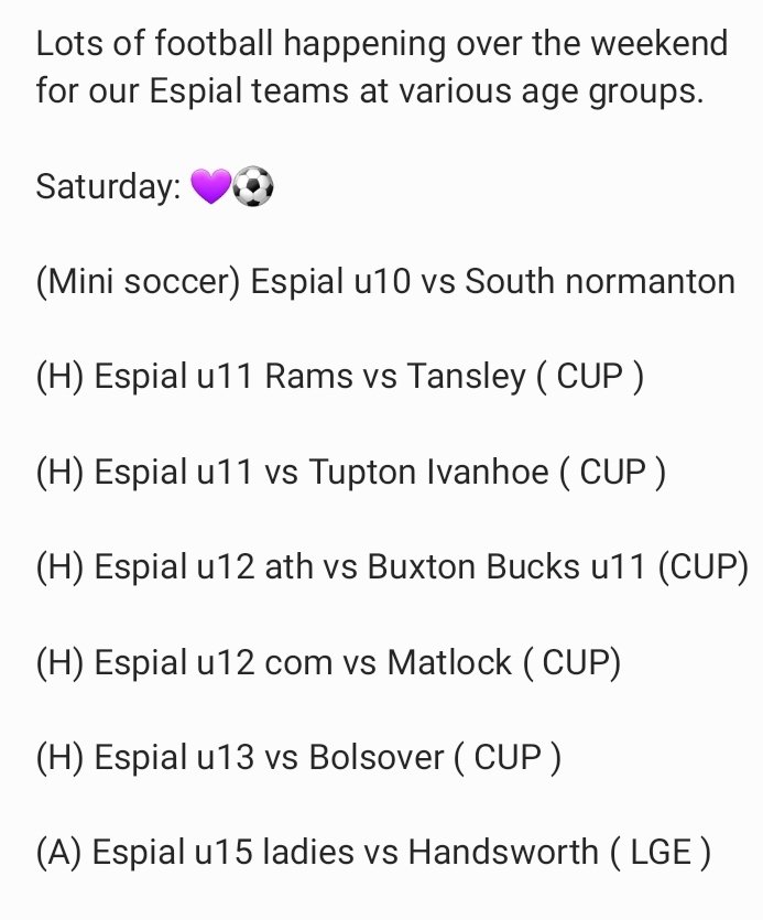 All our games this Saturday ⚽️💜🤝