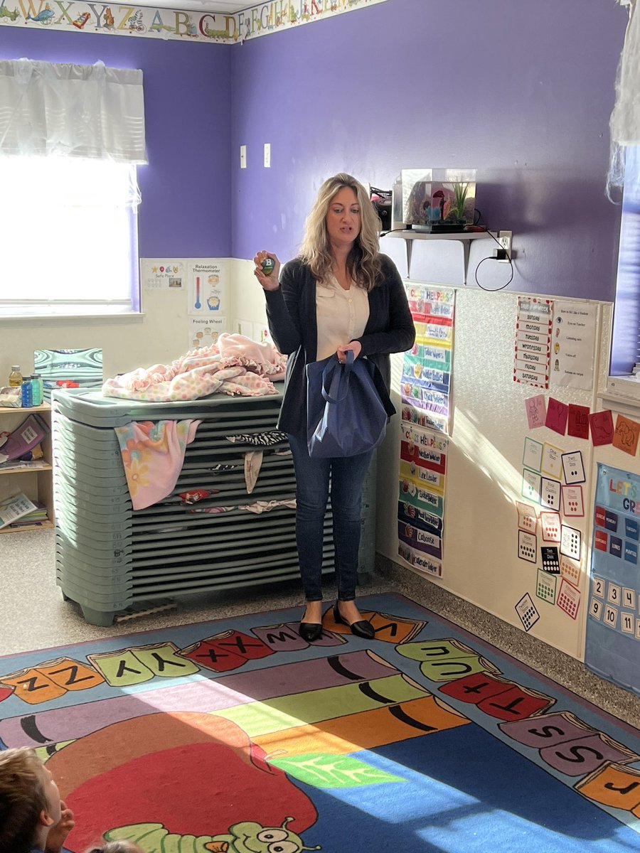 It’s never too early to start recruiting to join the @BurrellCenter team! Spent time this morning explaining to my daughters pre-K class about brain health &amp; the important work of community mental health. Some 🧠 swag maybe helped capture their attention 😂