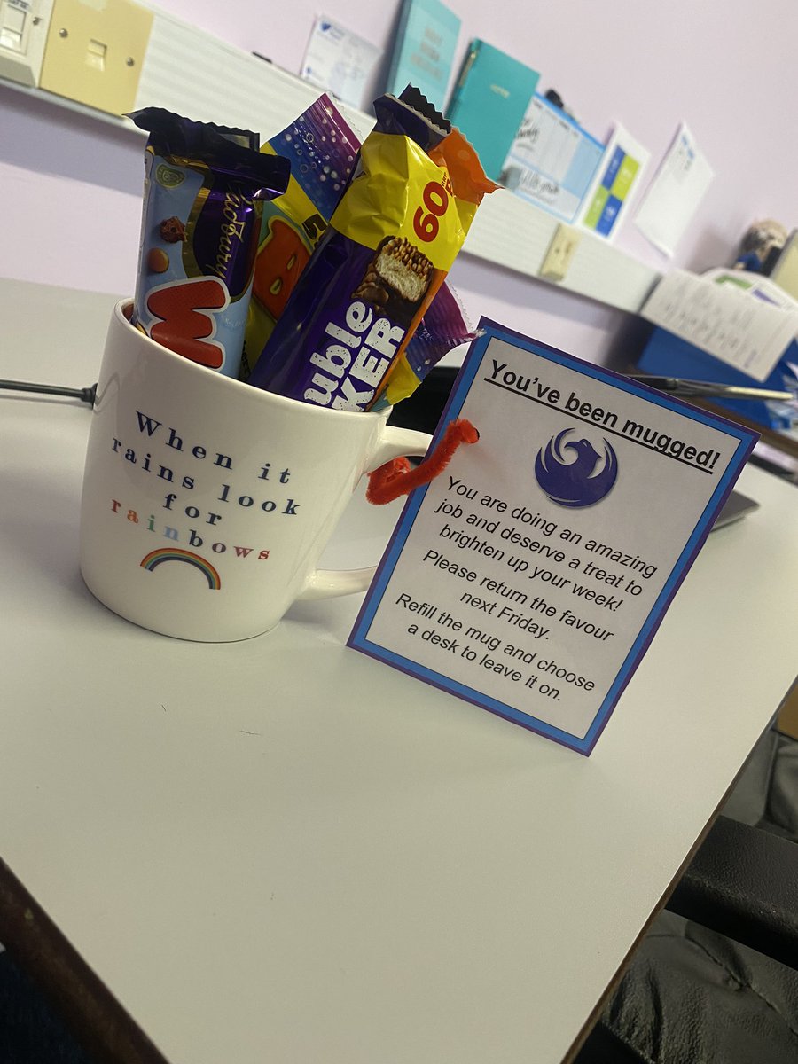Our new well-being initiative'You've been mugged' is proving a real success and plenty of good feedback from staff ☕️! #wellbeing <a href="/WellspringWell1/">Wellspring Wellbeing Champions</a> <a href="/WellspringAT/">Wellspring Academy Trust</a>