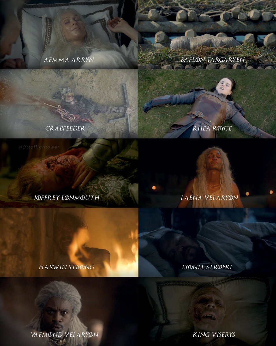 QJB 🇬🇩 on Twitter "RT OttoHightower The House of the Dragon deaths so far HouseOfTheDragon"