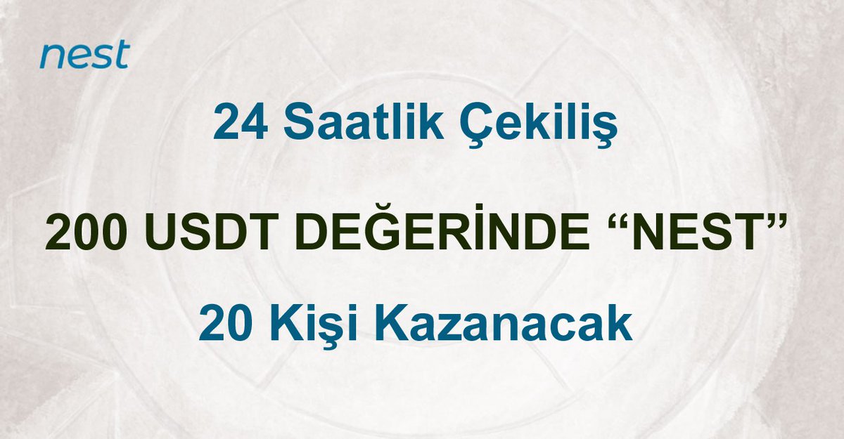 zeynepdenbiri's tweet photo. 📍20 Kişiye 200 USDT Değerinde $NEST Ödül 🎁

Süre 24 Saat ⏳

🔹Tweet'i RT Yap ve Nest Protokolü Takip Et
@NEST_Protocol
🔹Türkiye Telegram Kanalını Takip Et
https://t.co/Ut30KXPkYh
🔹Telegram kanalındaki günlük çekilişlere de katılabilirsiniz. https://t.co/qesbmW63hx