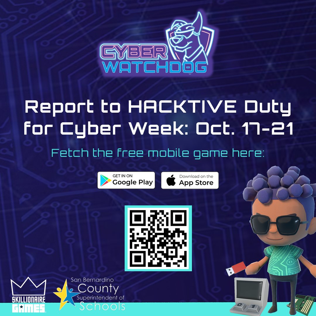 SBC_Alliance's tweet photo. #CyberWatchdog has arrived to #inlandempire schools launching #Cyberweek22
@SBCountySchools @SBCo_Supt_Ted
@SBCo_ROP @AsstSuptIE
@CaliforniaCTE
@CAROCP_CTE @CTEWorks @CTE_Chat
#STEM #TransformingLives #sbcss
Watch trailer at https://t.co/mySrl2Z3K3 https://t.co/eYOksmUbd7
