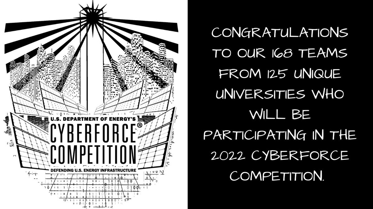 DOECyberForce's tweet photo. Help us congratulate all the teams that will be participating in this year's CyberForce Competition. 🎉🎉 #cyberforcecompetition #cyberforce https://t.co/JLcnbnux86