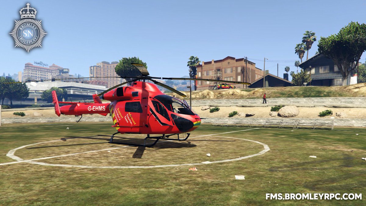 18369_BRPC's tweet photo. Our Medic 2 Air Ambulance landed at a scene of a cardiac arrest back in April. If you look closely you can see one of our London Air Ambulance RRVs in the background! The patient involved has since recovered and is doing great!

@bromleyrpc #fictional #fivem https://t.co/5f5uCNzwAS