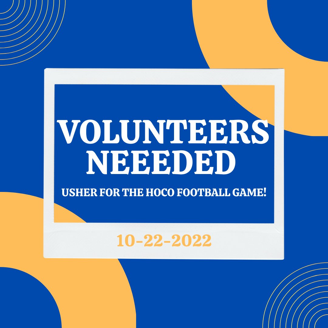 Volunteer ushers are needed for the HOCO football game next Saturday, the 22nd, from 4:30 to 7:30! 

If you want to help, DM or email us at volunteer@angelo.edu, and we can connect you to Athletics.