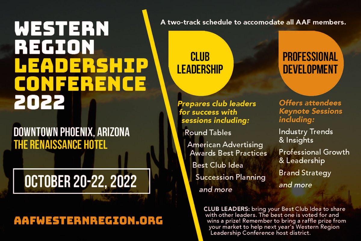 AAFDistrict12's tweet photo. Next Week - The AAF Western Region Leadership Conference. Check out more great speakers we have lined up and register now! - https://t.co/B2VY2MhkW9 https://t.co/BOn82uwGa2