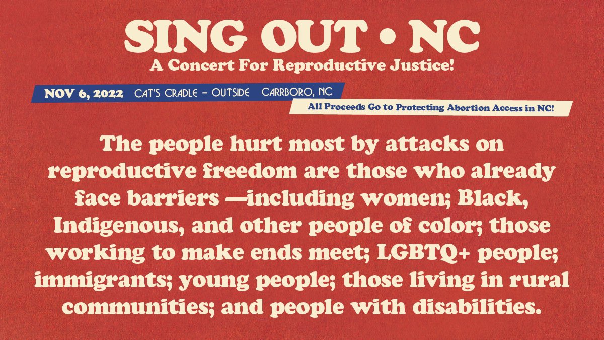 Tift Merritt (@tiftmerritt) on Twitter photo Help us advocate for reproductive justice on Sunday November 6th at <a href="/CatsCradleNC/">Cat's Cradle</a>. All proceeds go to protecting abortion access in NC! Tix: found.ee/SingOutNC Help us advocate for reproductive justice on Sunday November 6th at <a href="/CatsCradleNC/">Cat's Cradle</a>. All proceeds go to protecting abortion access in NC! Tix: found.ee/SingOutNC