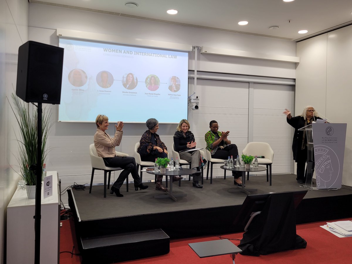 MPI_Luxembourg's tweet photo. To conclude our #WILConference, Prof Adrien Wing gave a lively summary of the key themes of the conference. She was followed by Profs Jarpa Dawuni, Ramji-Nogales, @nienkegrossman, and @LN_Ruiz explaining the next steps of this exciting project!
@maxplancklaw @IntLawGrrls https://t.co/jjGKs7VVsk
