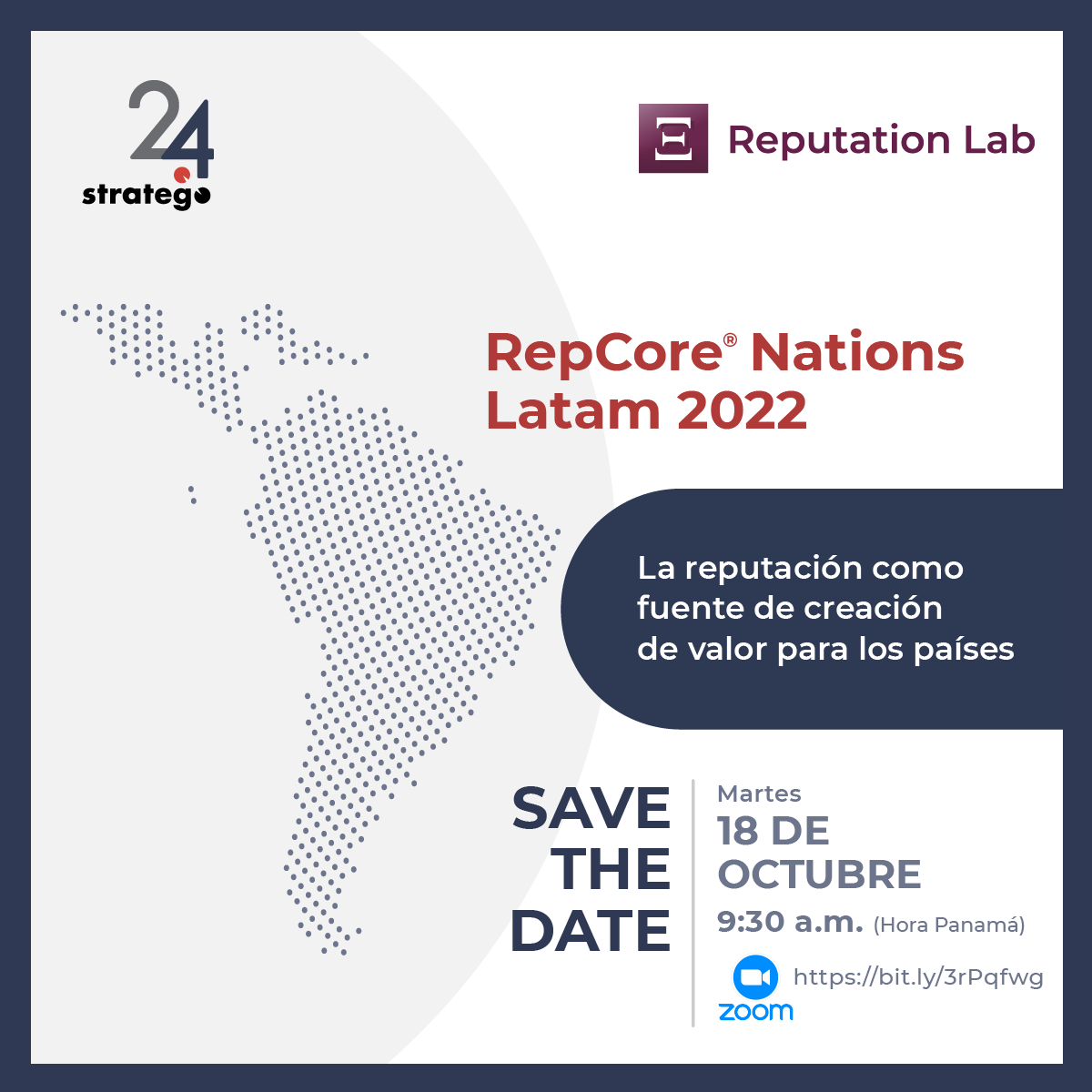 FPradoRI's tweet photo. ¿Cómo se construye la #reputación de los distintos países latinoamericanos y cómo influye en la creación de valor? Os lo contamos el martes 18 en la presentación del #RepCoreNations Latam 2022 de #ReputationLab
Registro: https://t.co/4L0UE9Oike
#MarcaPaís @strategopanama https://t.co/OPJgaPqCKG